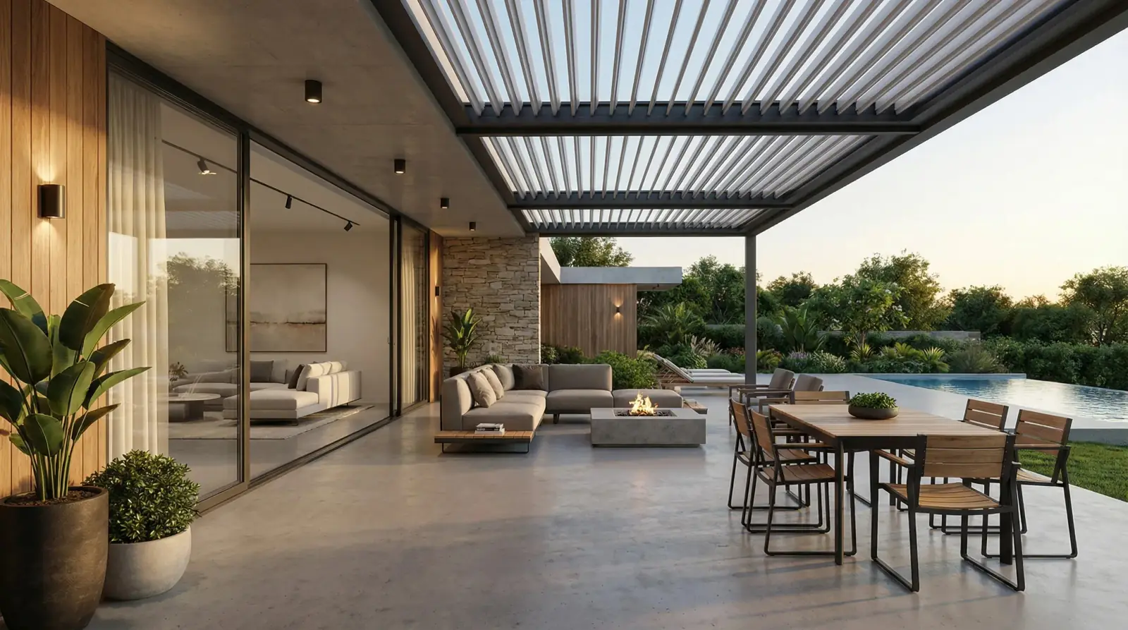 Before photo of a covered patio floor ready for tile visualization in RenoViz.