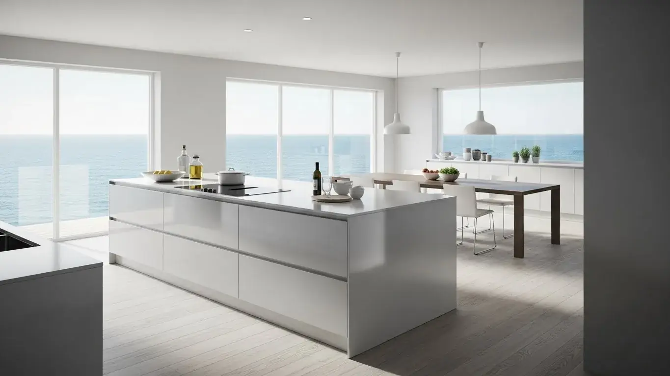 Before photo of a kitchen island ready for quartzite visualization in RenoViz.